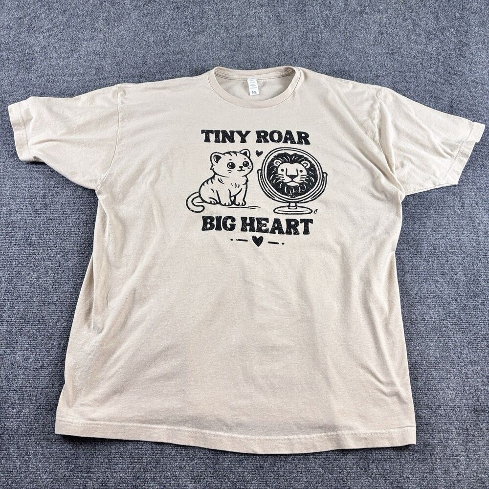 Tiny Roar Big Heart Shirt 2XL Cat Lion Mirror Graphic Tee Motivational Tultex